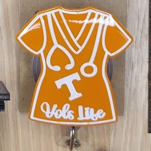 Orange Medical Scrub Top Badge Holder